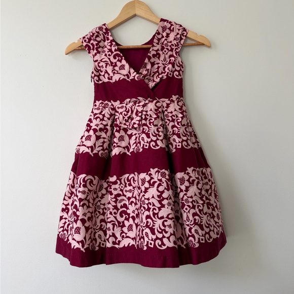 Janie and Jack Red Dress Floral Cotton Size 6 Girls Church - Picture 5 of 9